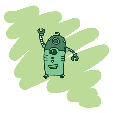 Illustration of green robot T-Shirt design vector artのイラスト素材