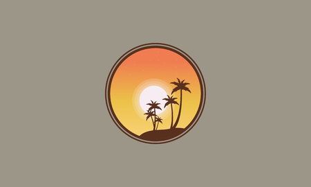 Silhouette of clump palm at sunrise vector artのイラスト素材