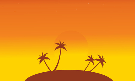 Silhouette of islands at sunset scenery vector illustrationのイラスト素材