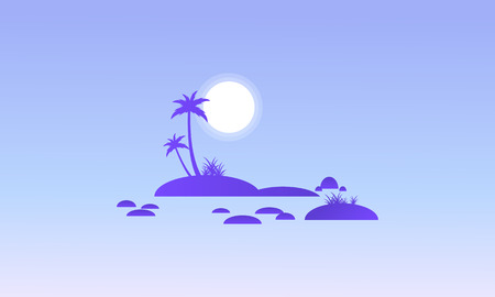 Island and rock on seaside silhouettes vector illustrationのイラスト素材
