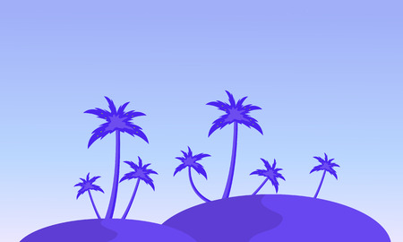 Silhouette of hill and clump palm landscape vectorのイラスト素材