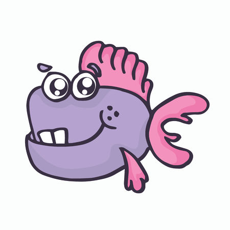 Cute fish t-shirt design cartoon vector illustrationのイラスト素材