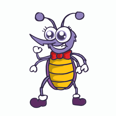 Funny mosquito cartoon character T-shirt design vector illustrationのイラスト素材