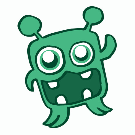 Happy green monster cartoon for kids vector illustrationのイラスト素材