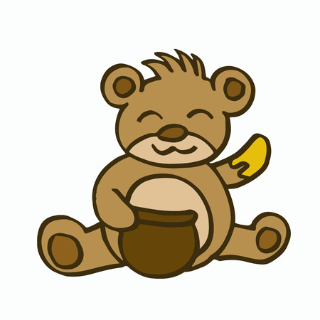 Bear and honey cartoon for kids vector illustrationのイラスト素材