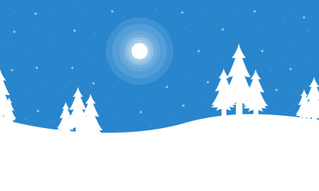 Silhouette of christmas winter scenery vector artのイラスト素材