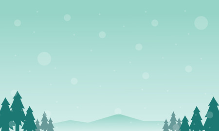 Silhouette of tree and mountain winter christmas vector