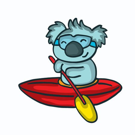 Cartoon koala on the ship vector illustrationのイラスト素材