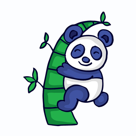 Panda with bamboo cartoon funny vector illustrationのイラスト素材