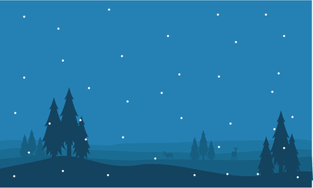 Silhouette of spruce and snow scenery vector illustrationのイラスト素材