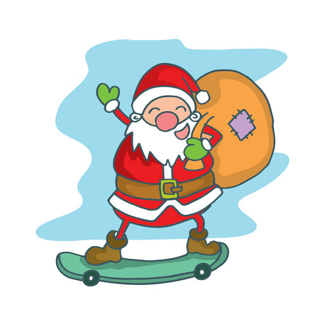 Santa Claus with skate board vector artのイラスト素材