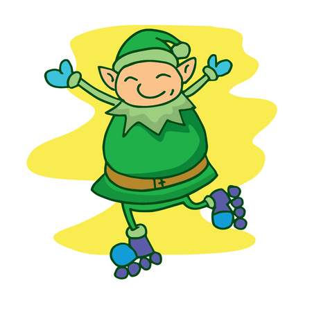 Illustration of Elf with roller skates vector artのイラスト素材