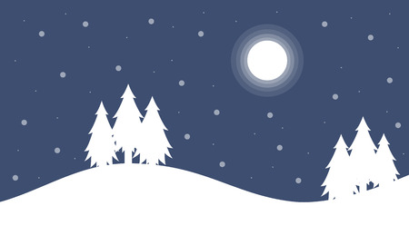 Silhouette of Christmas winter landscape vector illustrationのイラスト素材