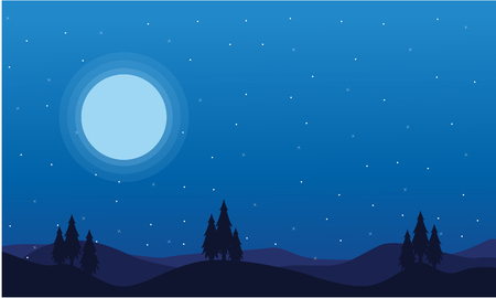 At night Christmas landscape collection vector illustrationのイラスト素材