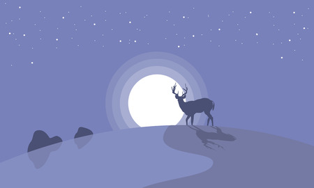 Scenery of reindeer Christmas theme vector illustrationのイラスト素材