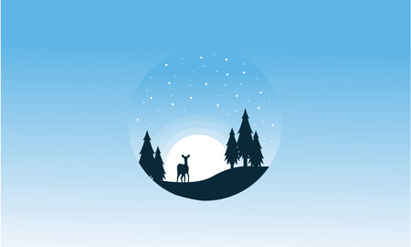 Landscape of reindeer with snow vector illustrationのイラスト素材