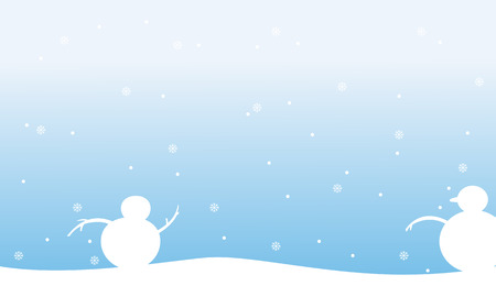 Snowman with snow Christmas landscape vector illustrationのイラスト素材