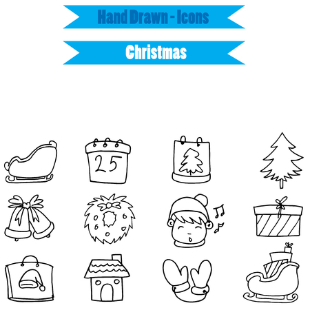 Collection stock Christmas icon set on white backgrounds vectorのイラスト素材