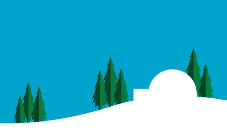 Silhouette of pole house Christmas vector illustrationのイラスト素材