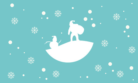 Scenery snowman and santa silhouettes vector artのイラスト素材