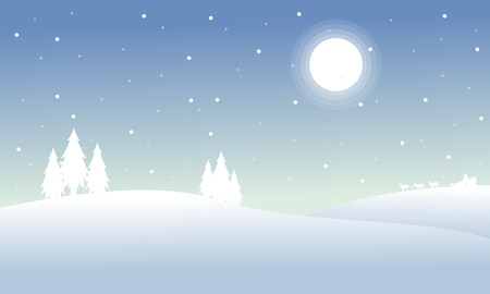Silhouette of winter christmas hill scenery vector illustrationのイラスト素材