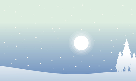 Silhouette of spruce at night christmas scenery vector artのイラスト素材