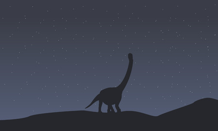 Silhouette of argentinosaurus scenery collection stock illustrationのイラスト素材