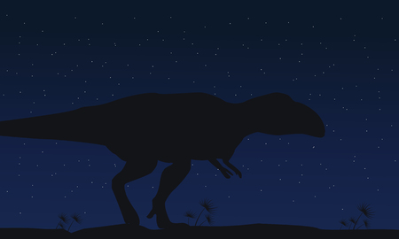 Silhouette of mapusaurus at night collection vectorのイラスト素材