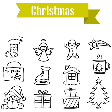 Merry Christmas set element vector art illustrationのイラスト素材