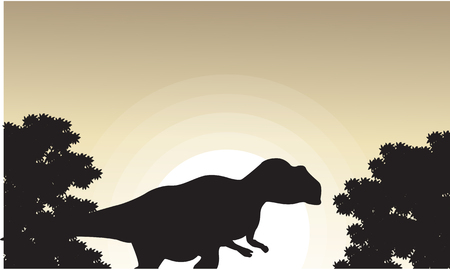 Mapusaurus beautiful landscape of silhouettes vector illustrationのイラスト素材