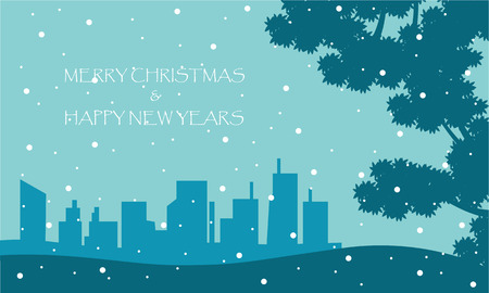 Scenery winter New Years and Christmas vector illustrationのイラスト素材