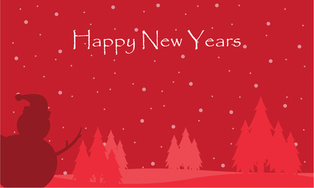 Happy New Years with snow and snowman scenery illustartionのイラスト素材