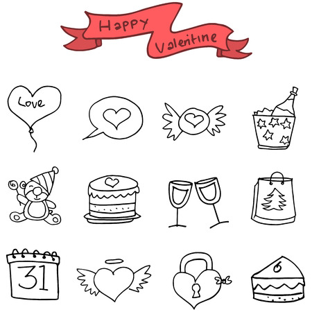 Icon of valentine with hand drawのイラスト素材
