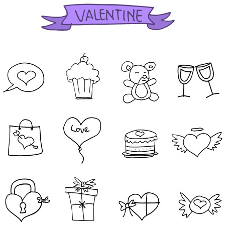 Valentines Day icons collection stock vector illustrationのイラスト素材