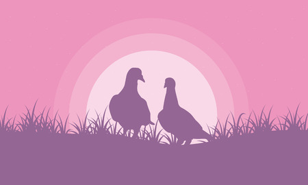 Romance dove on hill valentine theme vector artのイラスト素材