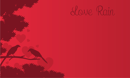 Silhouette of bird on red backgrounds valentine days vector artのイラスト素材