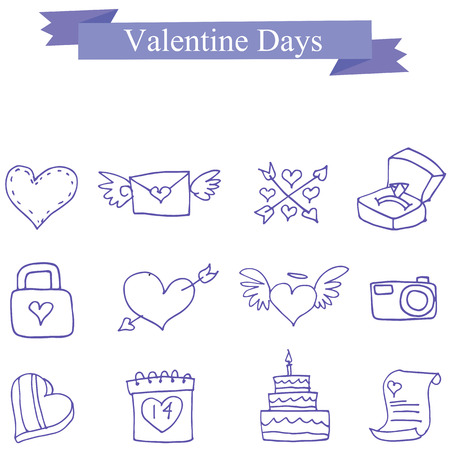 Collection vector valentine day icons vector illustrationのイラスト素材