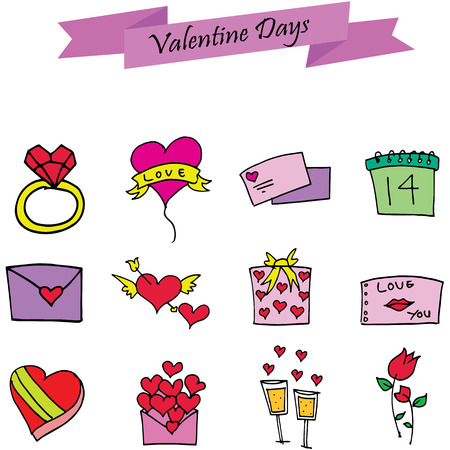 Element valentine day set various collection stockのイラスト素材