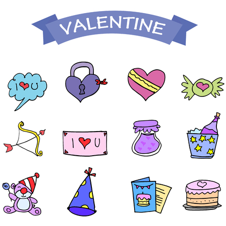 Collection stock valentine element vectorのイラスト素材