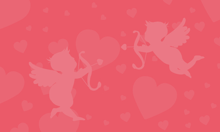 Valentine background with two cupid vector illustration