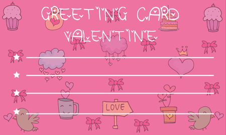 Greeting Card Valentine on pink backgrounds collectionのイラスト素材