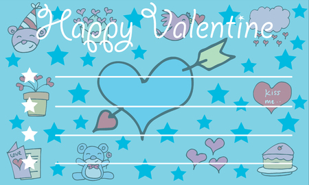 Greeting card valentine on blue backgrounds vector artのイラスト素材