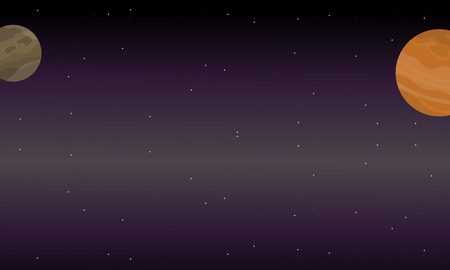 Illustration vector of outer space landscape collection stockのイラスト素材