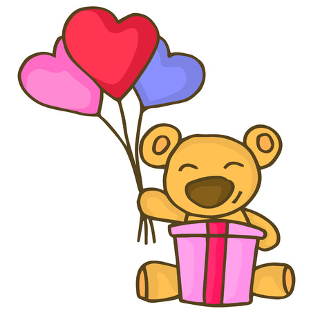Bear with love balloon character valentine vector illustrationのイラスト素材