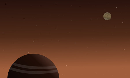 Planet space on brown background landscape vector illustration