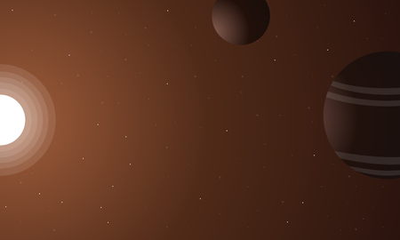 Illustration of outer space sun and planet landscape vectorのイラスト素材