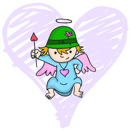 Cartoon of cute cupid with hat vector illustrationのイラスト素材