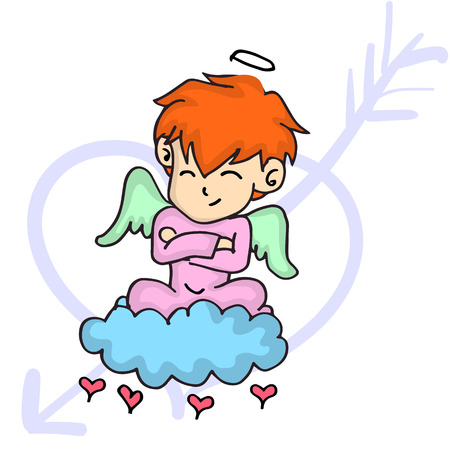 Character of cupid on cloud cartoon vector illustrationのイラスト素材
