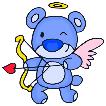 Cute cupid bear cartoon vectorのイラスト素材