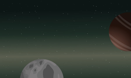 Planet and starry space landscape vector illustrationのイラスト素材